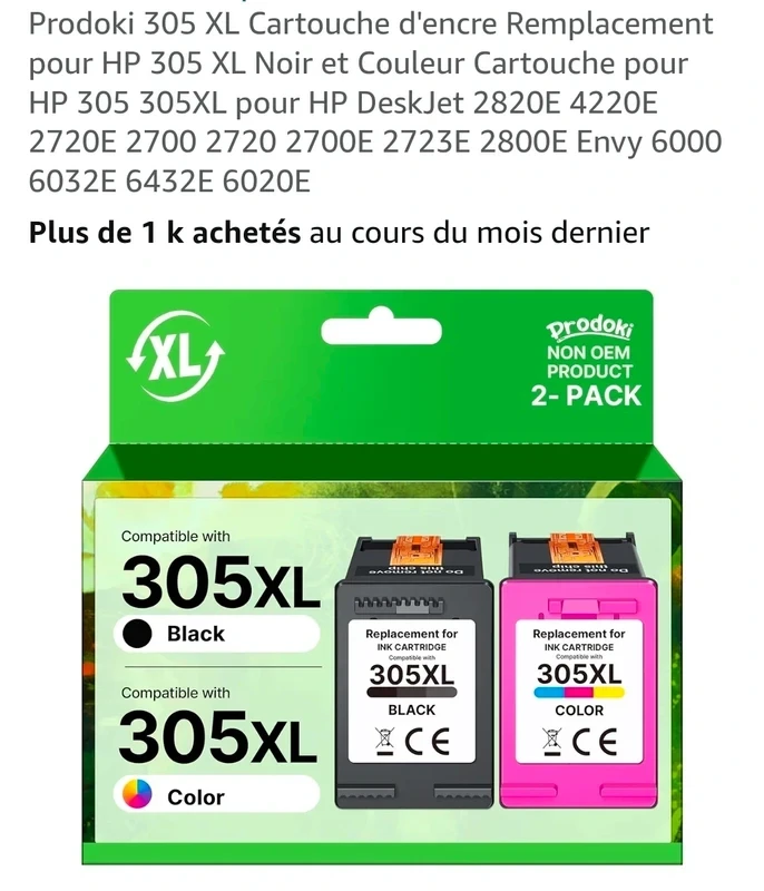 Cartuchos de tinta 305XL – Preto + Cor – compatíveis HP – novos – photo 5
